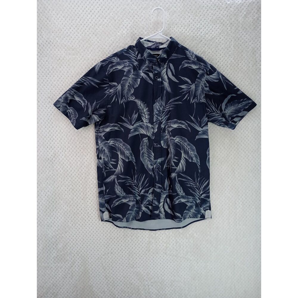Fried Denim Hawaiian Shirt Men's XL Blue Floral Print Slim Fit